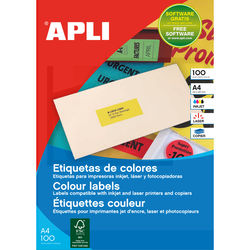 BOITE 100 ETIQUETTES MULTI-USAGES A4 210X297MM ROUGE FLUO REFERENCE APLI 119040